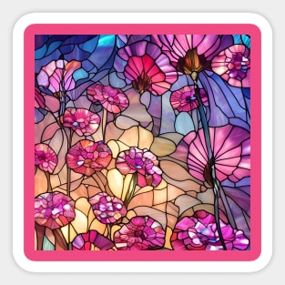 Stained Glass Carnation Flowers Sticker